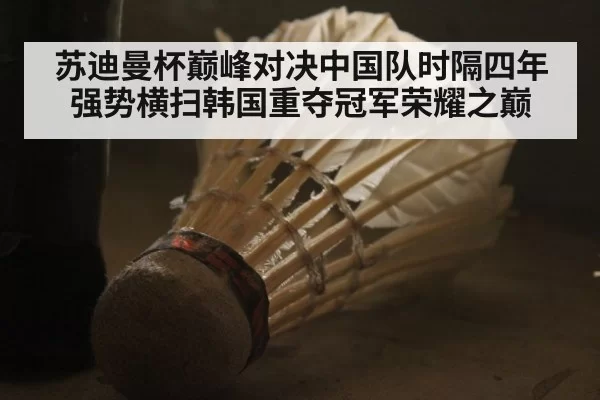 苏迪曼杯巅峰对决中国队时隔四年强势横扫韩国重夺冠军荣耀之巅